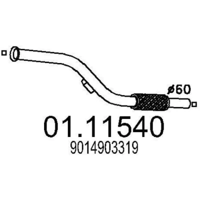 Imagen de MTS 01.11540 Tubo de escape 1000 delante para silenciador intermedio MERCEDES BENZ: Sprinter 2 T Furgón, 4 Camión plataforma/Chasis