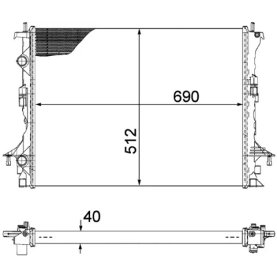 Imagen de MAHLE ORIGINAL CR 1092 000P Radiador, refrigeración del motor para vehículos con climatizador 690 512 40 Aletas soldadas