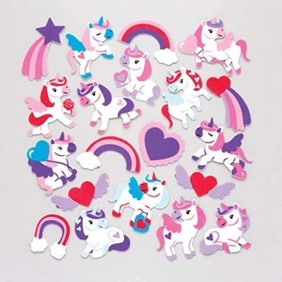 Imagen de Baker Ross Pegatinas de Unicornios amorosos Espuma (Pack 120) para Decorar Manualidades Infantiles el Día la Madre y San Valentín