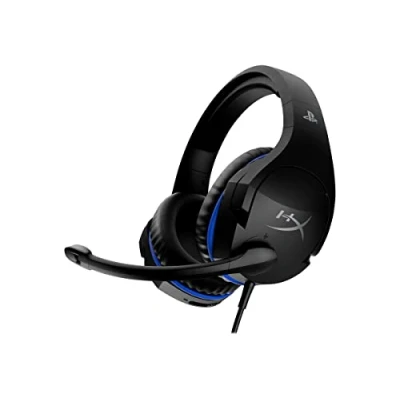 Imagen de HyperX Cloud Stinger Auriculares para juegos con licencia oficial de PS4 PlayStation4, cascos giratorios, espuma viscoelástica, controles deslizantes, micrófono cancelación sonido