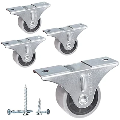 Imagen de SKIR&#039;CO Paquete de 4 ruedas pequeñas 30 mm para muebles, goma gris, fijas, no giratorias, dirección unidireccional, tornillos incluidos (4)