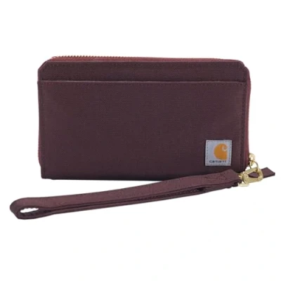 Imagen de Carhartt Cartera de Lona Resistente para Mujer, Disponible en Varios Estilos y Colores, diseño Pato Nailon, Bolso Plano (Deep Wine), Talla única