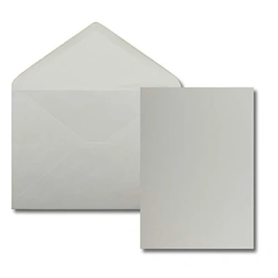 Imagen de Juego de 25 tarjetas con sobre, tamaño DIN A5, 14,8 x 21 cm, color gris claro sobres C5, 15,4 22 adhesivo en húmedo