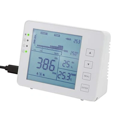 Imagen de LogiLink SC0115 Medidor de CO2/semáforo (Rango concentración CO2 5000 ppm) con semáforo y Alarma para una Mejor Calidad del Aire, indicador Temperatura Humedad, Color Blanco