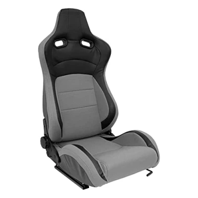 Imagen de AUTO STYLE Asiento Deportivo &#039;MS&#039; Negro/Gris Respaldo Ajustable de Doble Cara incl. Correderas