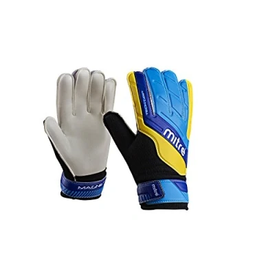 Imagen de Mitre Magnetite Guantes de Portero Juveniles, listos para el Partido, Comodidad Extra, Talla 4, Negro/Azul/Amarillo
