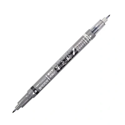 Imagen de Rotulador Fudenosuke Doble Punta Gris Y Negro Tombow