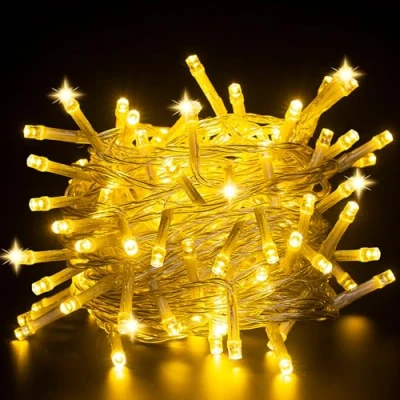 Imagen de CNMTCCO cadena de luces, 5 m, 50 ledes, batería exterior con temporizador 6 horas, pequeña luces para interior, Navidad, boda, dormitorio, fiesta, decoración árboles (blanco