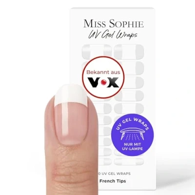 Imagen de Miss Sophie láminas de gel UV para uñas, 20 tiras ultrafinas esmalte uñas con gradiente color, UV, se adhiere a naturales, barnizadas, acrílicas, y shellac