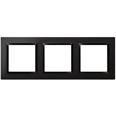 Imagen de Simon Marco Interruptor de Pared, 3 Elementos, Compatible con Mecanismos 10, Apto para Interiores, Fácil Montar, Pulsador, Conmutador y Enchufe Schuko, Color Negro