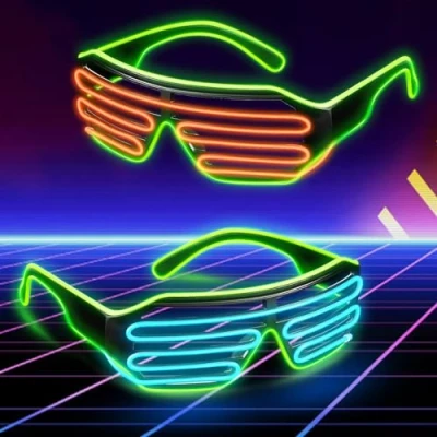 Imagen de LED Gafas Con Cable Light Up: 2 Piezas Fiesta, Glow Shutter Neon Glasses El Wire 3 Modos, Luminosas Para Fiestas, Navidad, Cumpleaños, Halloween