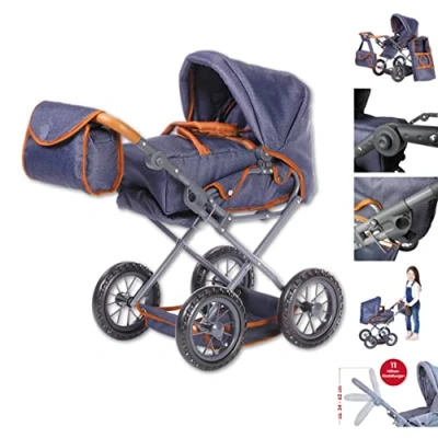 Imagen de KNORRTOYS.COM Knorrtoys 63130 Ruby Cochecito para muñecas, Color Azul Oscuro Carro, 51 x 37 64 cm