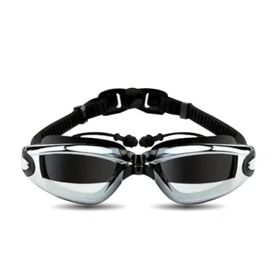 Imagen de Gafas de natación con tapones Proteccion UV anti fog mujer hombre Antivaho Color Negro