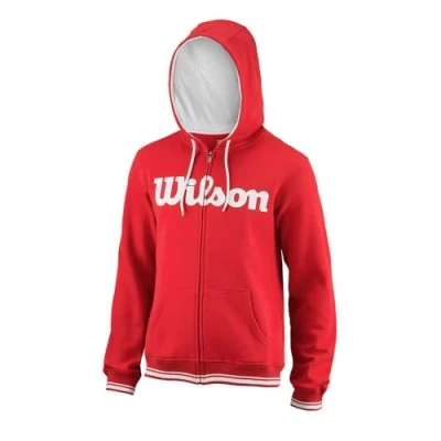 Imagen de Wilson Sudadera con capucha de hombre, M Team Script FZ Hoody, Algodón/Poliéster, Rojo/Blanco, Talla: L, WRA765904