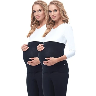 Imagen de Be Mammy Bandas de Maternidad del Vientre Pack 2 para Mujer 169 (Negro/Negro, 44/46)