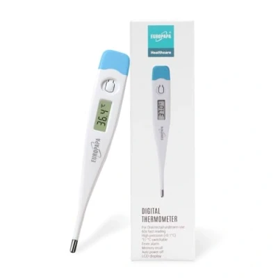 Imagen de EUROPAPA TermÓMetro Digital De Fiebre Para BebÉS, Niños Y Adultos, Uso Oral, Axilar O Rectal, Resistente Al Agua Con Alarma (Azul Claro)