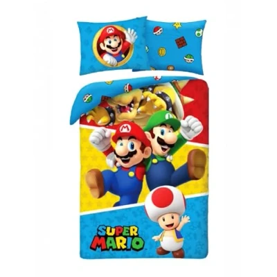 Imagen de Juego de cama Super Mario con Luigi Toad Bowser funda nórdica 140 x 200 cm almohada 70 90 100% algodón multicolor