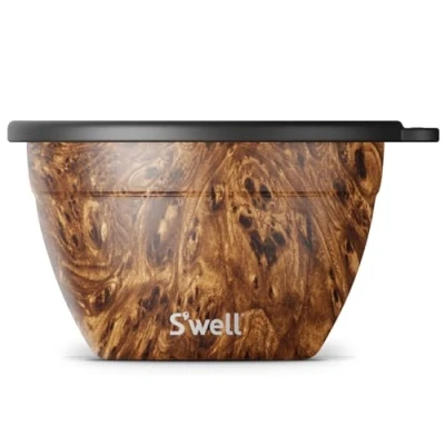 Imagen de S&#039;well Salad Bowl Kit, Teakwood, 1.9L Lunch Box with Condiment Container and Removable Tray Leak Proof Dishwasher Safe