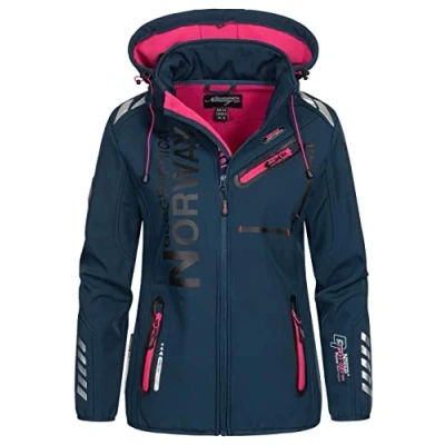 Imagen de Geographical Norway Romantic Turbo Dry Chaqueta para mujer (softshell, con capucha extraíble) (Azul, M)