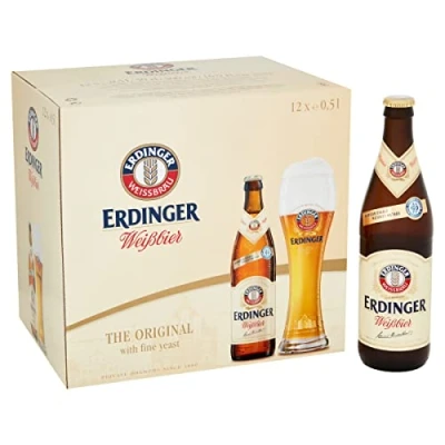 Imagen de Erdinger Weissbier Cerveza de trigo, Pack 12 botellas 50cl, Aromas especiados malta con un suave amargor lupulado, 5,3% alcohol