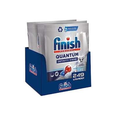 Imagen de Finish Quantum Infinity Shine Pastillas para lavavajillas (249 cápsulas, una limpieza profunda y vajilla brillante