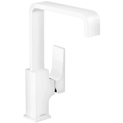 Imagen de hansgrohe Grifo Metropol de ahorro agua con cómoda altura 230 mm, desagüe push abierto, color blanco mate