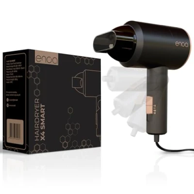 Imagen de Secador de Pelo Viaje ENOA X4 SMART, Plegable y Compacto, Secado Rápido, Boquilla Concentradora Incluida, 3 Velocidades / Temperaturas, Silencioso, Ligero