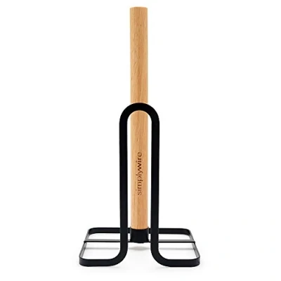 Imagen de simplywire Portarrollos de Cocina Madera y Alambre Plano Negro