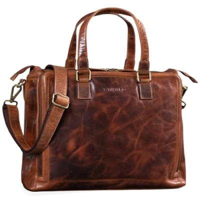 Imagen de STILORD &#039;Claire&#039; Bolso de Negocios Mujer Cuero Genuino 15 Pulgadas Maletín Bolsa para Portátil DIN A4 Hombro y Mano Oficina, Color:Kara Cognac
