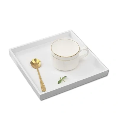 Imagen de bandejas Decorativas, Bandeja Decorativa Centro de Mesa, Madera Blanca, 20 x cm para Servir Comida Servir, Joyas, Alimentos, cosmético