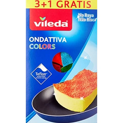 Imagen de Vileda Ondattiva Colors 3+1, Esponja, Multicolor, 13 x 22 2.6 cm, 4 unidades