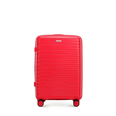 Imagen de WITTCHEN FUERTA Line Maleta Mediana Equipaje rígido expandible de Polipropileno con Rayas Brillantes 4 Ruedas Dobles Asa telescópica Cerradura TSA Talla M Rojo