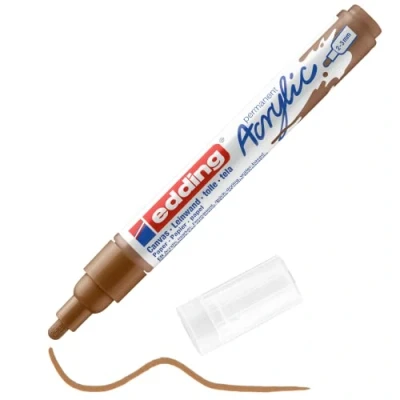 Imagen de edding 5100 marcador acrílico de trazo medio avellana 1 rotulador resistente al agua punta redonda 2 3 mm pintura acrílica para lienzo, papel kraft, madera y piedra