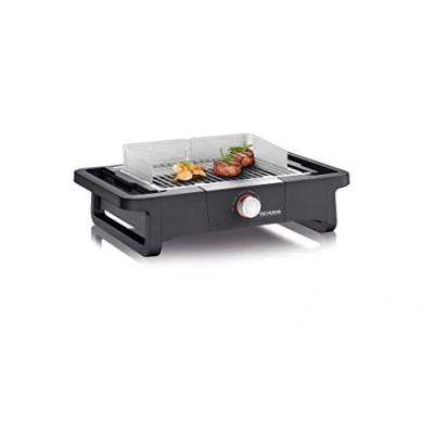 Imagen de SEVERIN barbacoa de mesa Style Evo para interior y exterior, parrilla eléctrica con arranque rápido, hasta 350 C, mini óptima distribución del calor, negro, PG 8123
