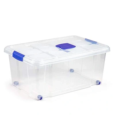 Imagen de PLASTIC FORTE, Caja de almacenamiento, TRANSPARENTE, 36 Litros, con ruedas