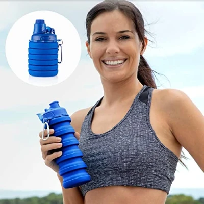 Imagen de InnovaGoods® Botella plegable de Silicona Bentle, ligera y compacta, ideal para llevarla contigo a cualquier lugar, con capacidad 500 ml, Modelo
