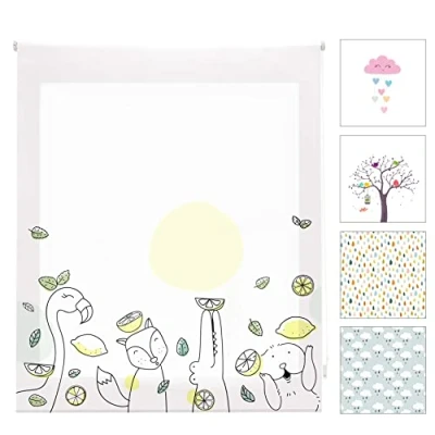 Imagen de Blindecor Digital Infantil Estor Enrollable Translúcido con Estampado Impresión Modelo Zoolime 110 x 180 cm (ancho por alto) Tamaño de la Tela 107 175 Estores para Ventanas