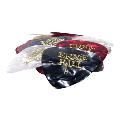 Imagen de Ernie Ball Púas para guitarra, celulosa, gruesas, bolsa de 24, diseño perlado, colores variados