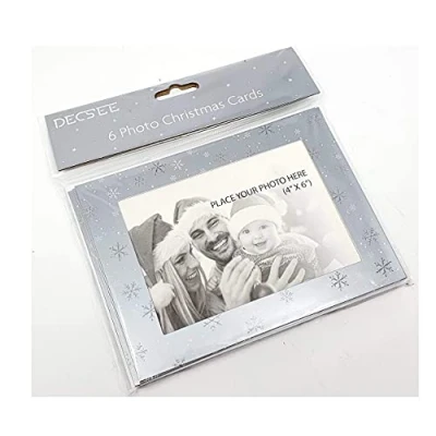 Imagen de Paquete de 6 tarjetas Navidad con marco fotos personalizables, 4 x pulgadas, para hacer tus propias festivas (añade fotos)