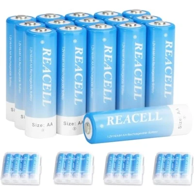 Imagen de Pilas AA Recargables, REACELL Alta Capacidad 2800mAh 1.2V Pila Recargable NI MH Baja Autodescarga para los Equipos Domésticos (16 Piezas)