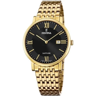 Imagen de Festina Reloj Hombre F20020/3 Swiss Made Caja de Acero Inoxidable 316l Dorado Correa