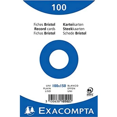Imagen de Exacompta 10502E Paquete 100 fichas, x 150 mm, liso