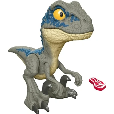 Imagen de Mattel Jurassic World Mega Roar Velociraptor Azul, Multicolor (HVB44)