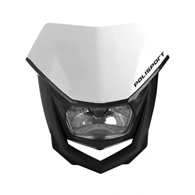 Imagen de POLISPORT 8657400038 Faro delantero HALO de polipropileno con lámpara halógeno compatible todos los modelos motocross/enduro en color blanco/naranja