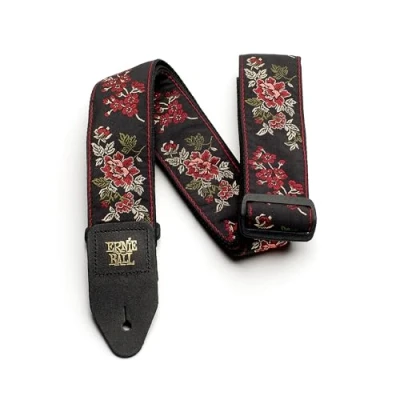 Imagen de Ernie Ball Correa para guitarra, jacquard, diseño de rosas rojas (Red Rose)