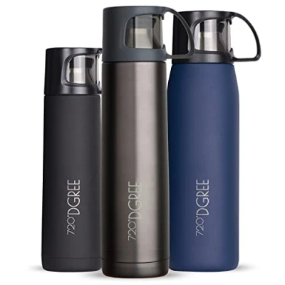 Imagen de 720DGREE Frasco Termica “Follow“ 450ml, 700ml, 1l Botella de Aislante al vacío Termo Acero Inoxidable con Taza café y té