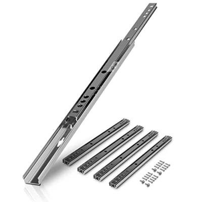 Imagen de LouMaxx Juego de 4 unidades (2 pares) guías para cajones 310 mm y 17 ranura cajón Rieles Extracción parcial alta calidad Fácil instalar