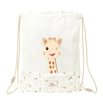 Imagen de SOPHIE LA GIRAFE COOKIE Mochila Saco Plano Junior, Fácil Limpieza, Mochila, Ideal para Niños de Diferentes Edades, Cómoda y Versátil, Calidad Resistencia, 26x1x34 cm, Color Beige