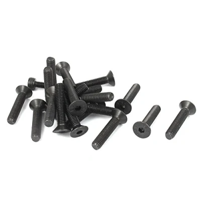 Imagen de sourcing map sourcingmap® M5 x 25mm avellanado hexagonal métricas Tornillos de cabeza plana 20pzas negro