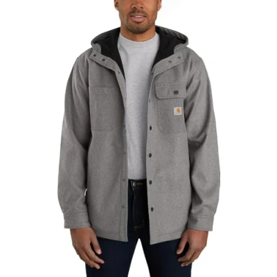 Imagen de Carhartt Chaqueta de camisa con capucha y ajuste relajado para hombre, Negro Heather, 4X Large Grandes